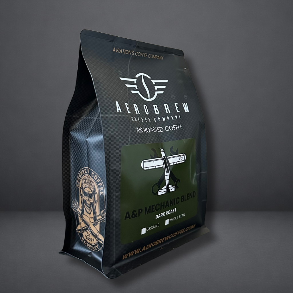 Aerobrew Coffee Company coffee bag on a gray background