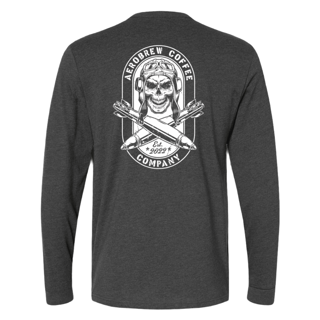 Warbird Skull Pilot Premium LS T-Shirt - AEROBREW COFFEE COMPANY
