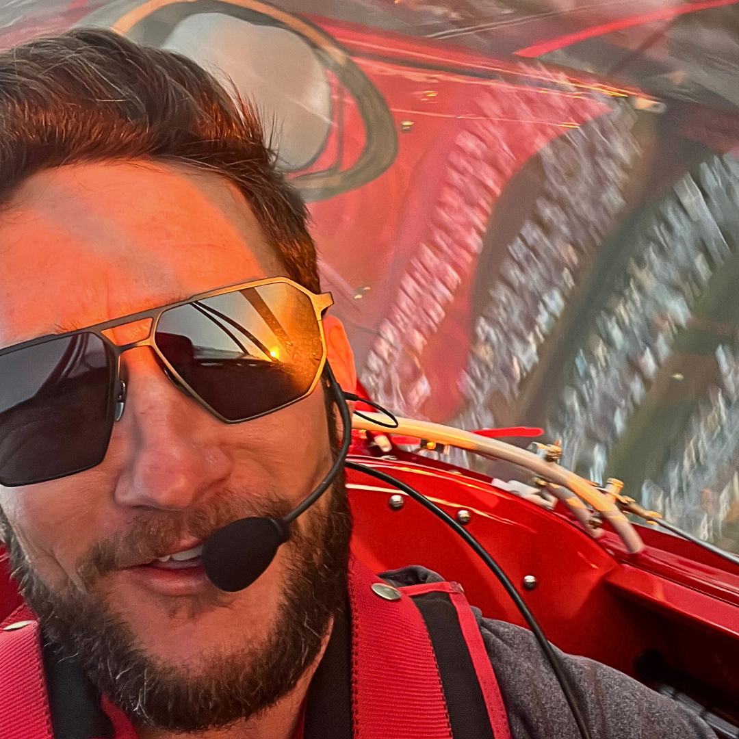 Pilot wearing the best pilot sunglasses skyrift eyewear in airplane cockpit