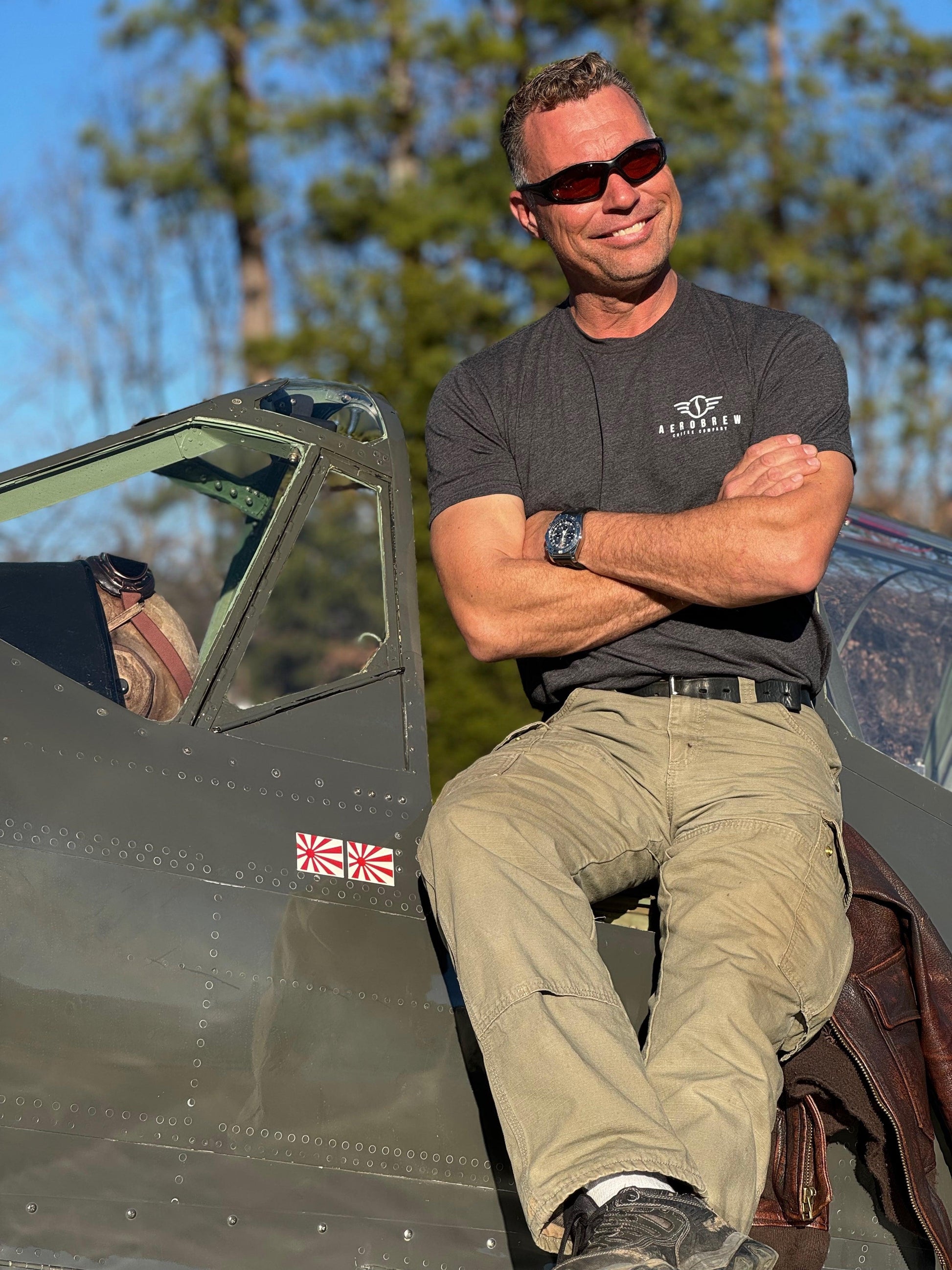 Warbird Skull Pilot T-Shirt - AEROBREW COFFEE COMPANY