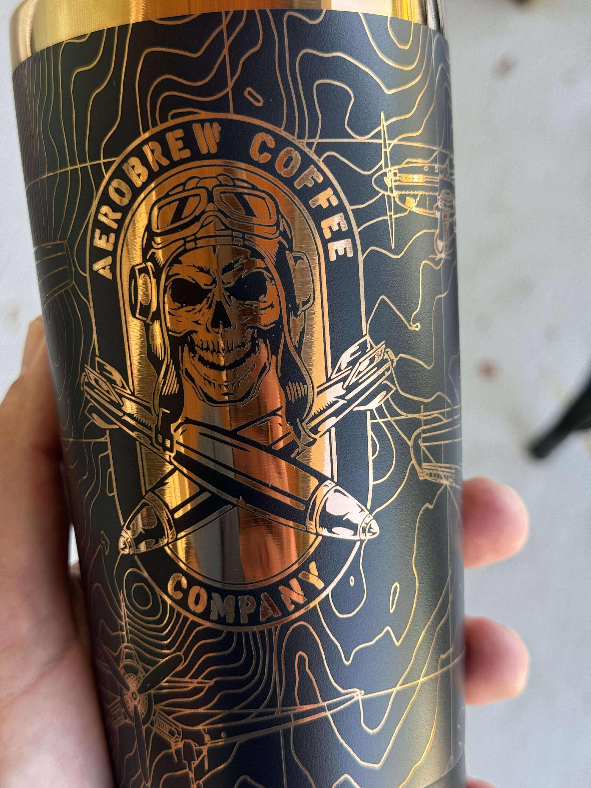 Warbird skull laser tumbler 