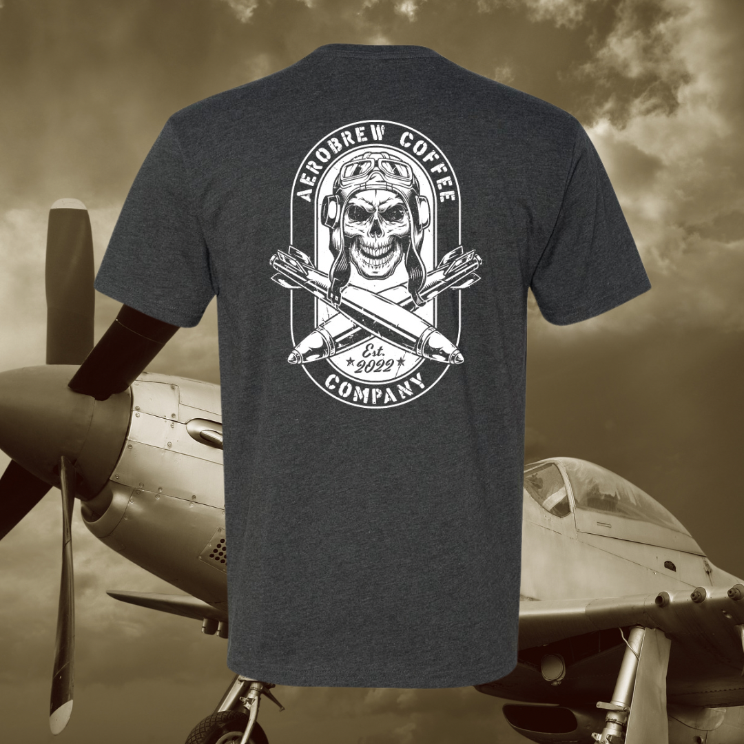 Warbird Skull Pilot Premium T-Shirt - AEROBREW COFFEE COMPANY